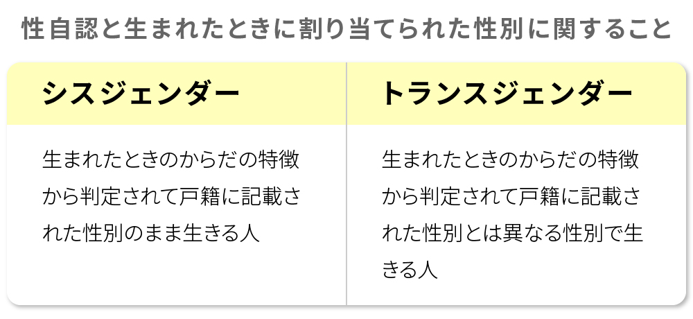 性自認と生まれたときに割り当てられた性別に関すること