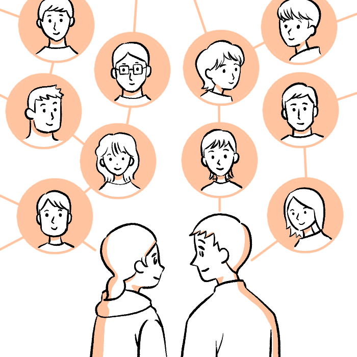 男女のイラスト これまで関係があった人たち